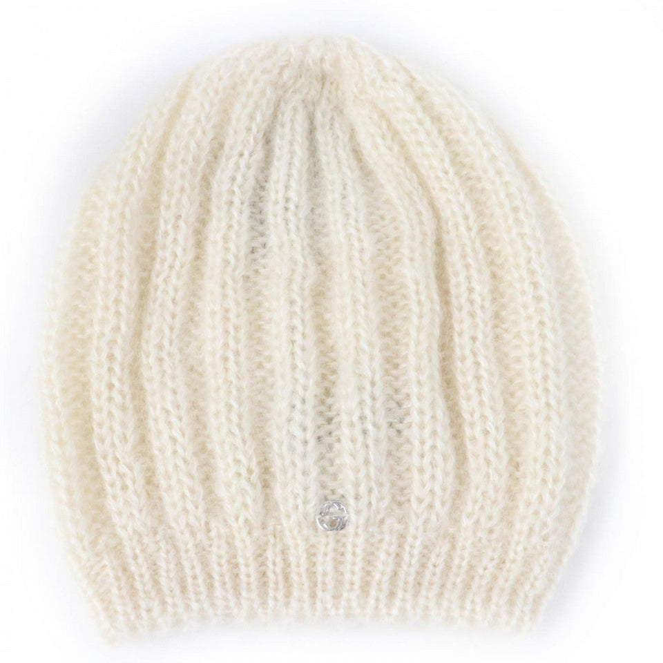 Gucci Knit cap 331985 Main: 70% mohair, Main: 30% silk, Part: metal Ivory Women L