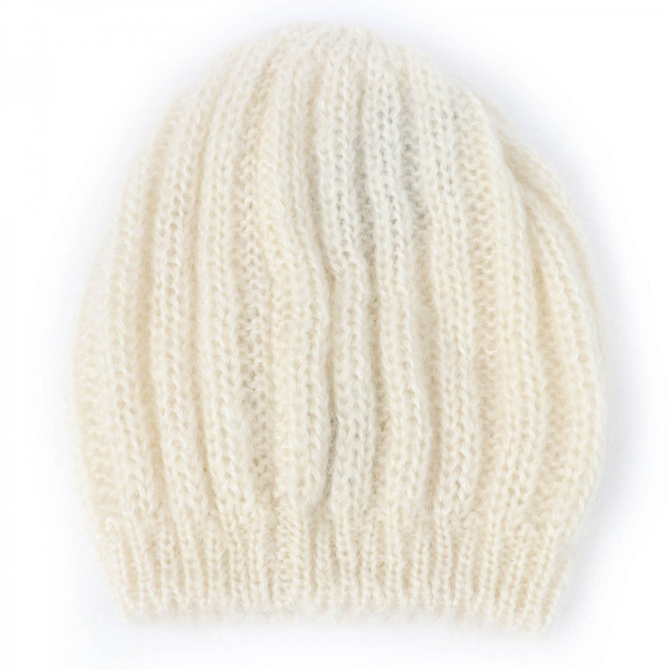 Gucci Knit cap 331985 Main: 70% mohair, Main: 30% silk, Part: metal Ivory Women L