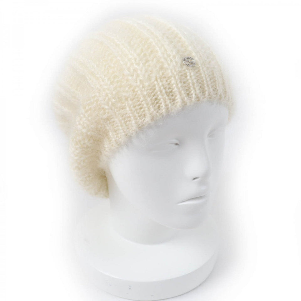 Gucci Knit cap 331985 Main: 70% mohair, Main: 30% silk, Part: metal Ivory Women L