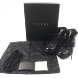 Gucci High cut sneakers 162958 Main: Shima leather black Web line mens 7.5