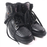 Gucci High cut sneakers 162958 Main: Shima leather black Web line mens 7.5