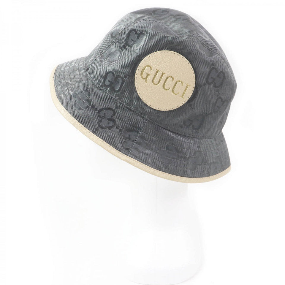 Gucci hat 627115 Outer: 100% nylon, Lining: 100% cotton, Partial: leather gray mens