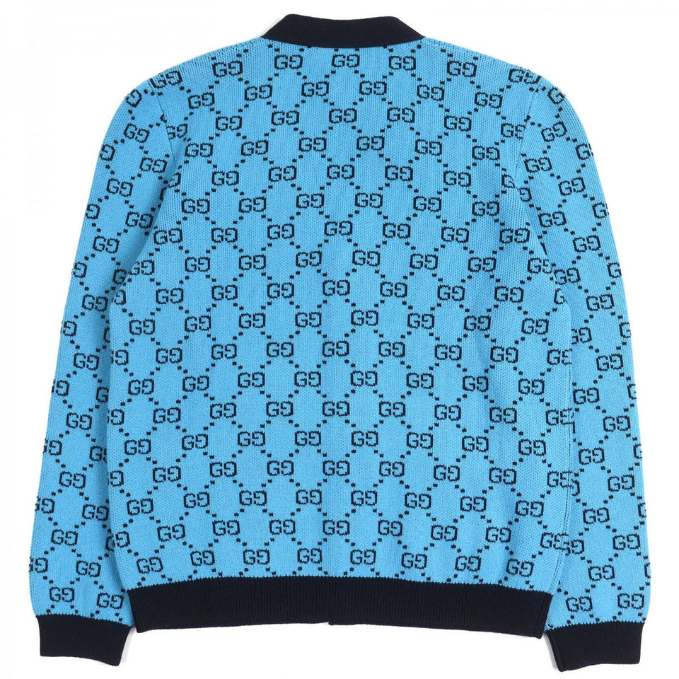 Gucci cardigan 661156 Main: 54% wool, Main: 46% cotton, Part: 54% wool, Part: 43% cotton, Part: 2% polyurethane blue-black mens L