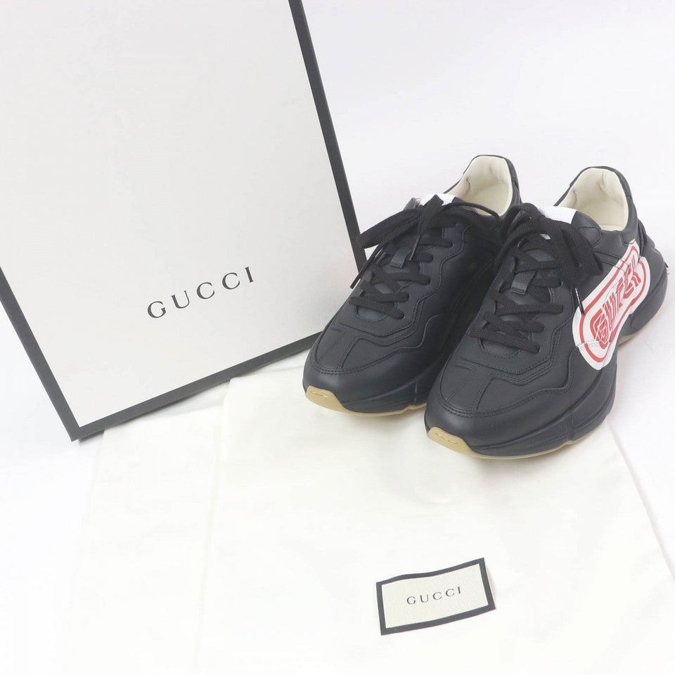 Gucci Low cut sneakers 523609 Main: Leather black Ryton mens 6.5
