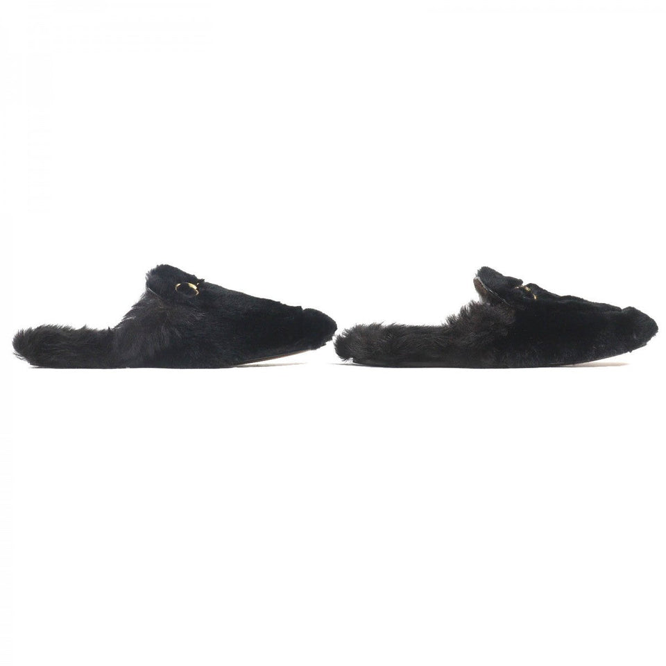 Gucci Mule Main: Fur, Part: Leather Black type Gold mens 6