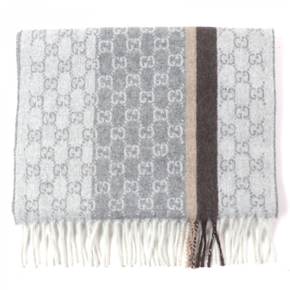 Gucci Scarf 391530 Main: 50% cashmere, Main: 50% wool gray mens