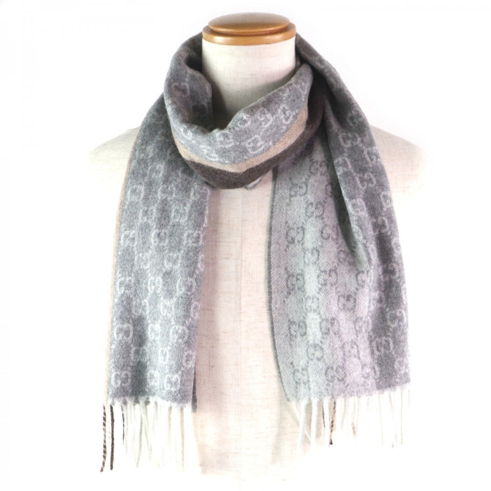 Gucci Scarf 391530 Main: 50% cashmere, Main: 50% wool gray mens