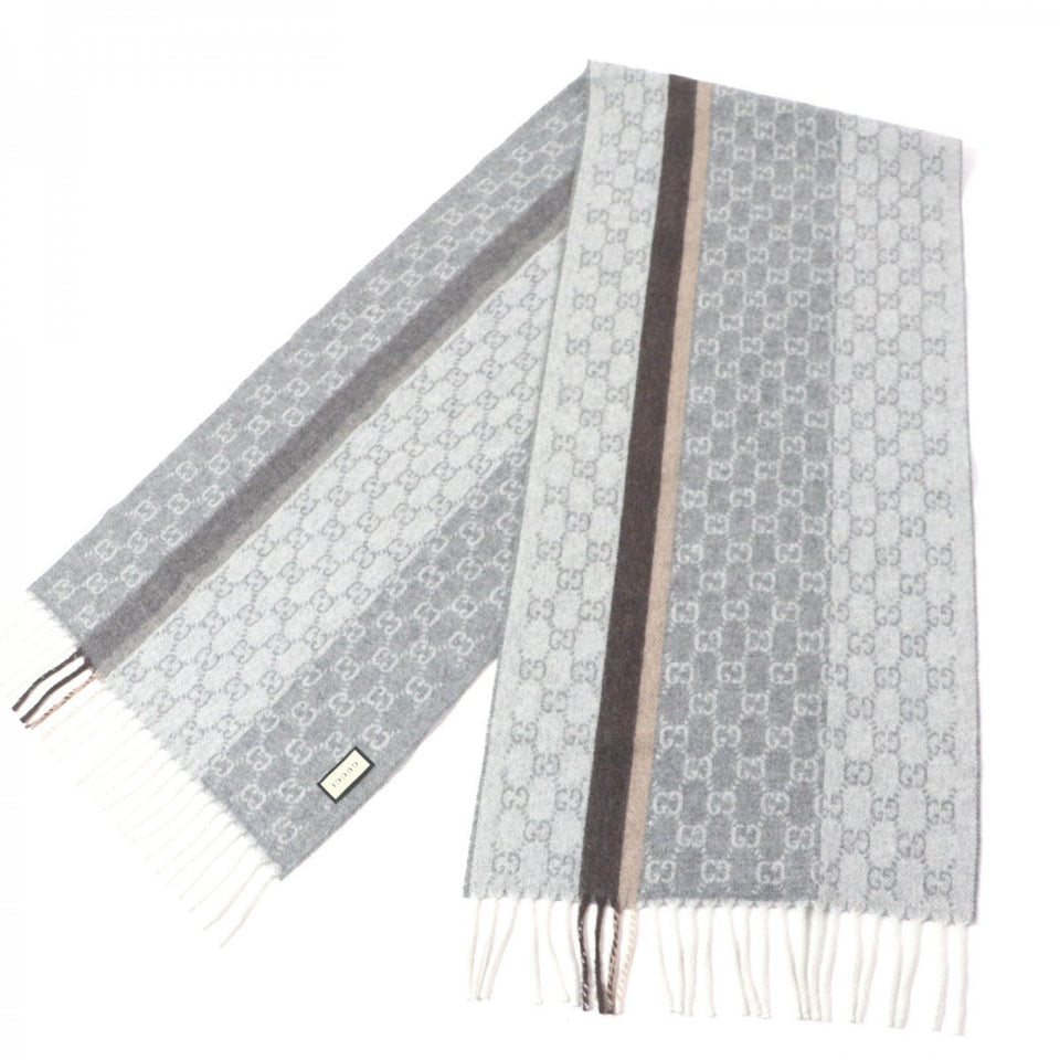Gucci Scarf 391530 Main: 50% cashmere, Main: 50% wool gray mens