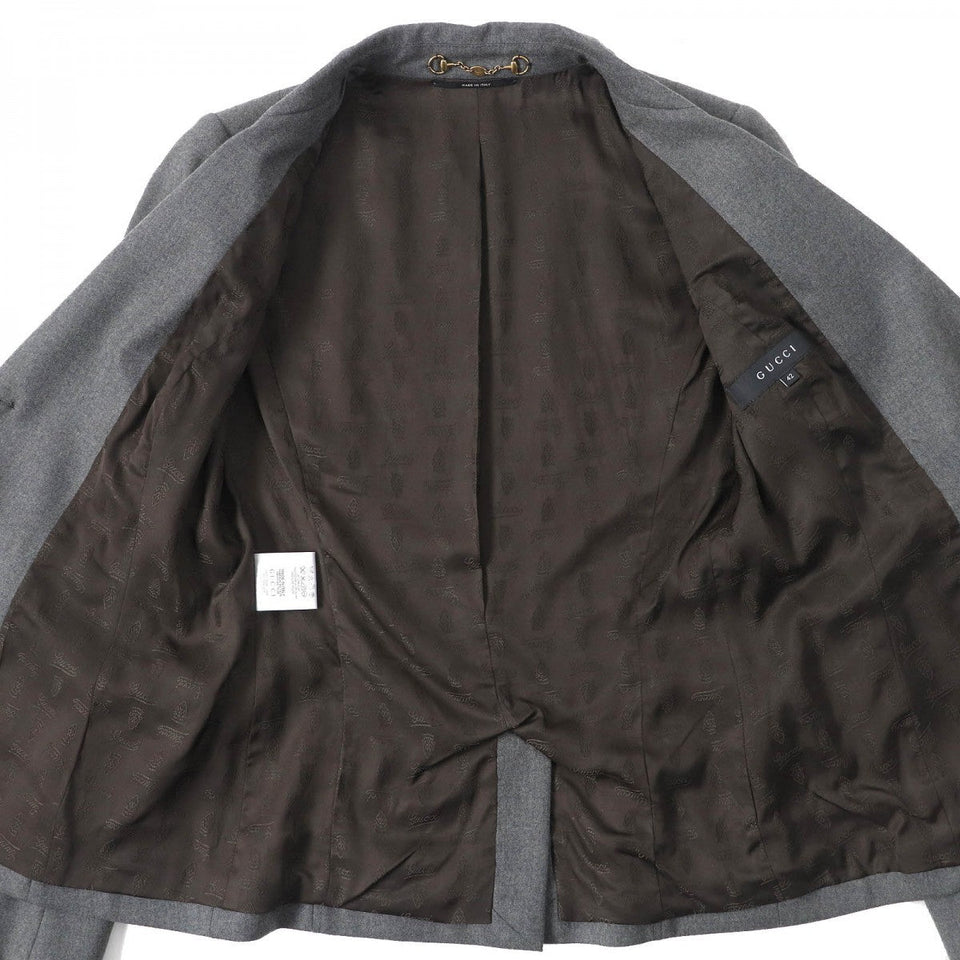 Gucci tailored jacket Outer: 97% wool, Outer: 3% elastane (polyurethane), Lining: 90% cupra, Lining: 10% elastane (polyurethane) gray Women 42
