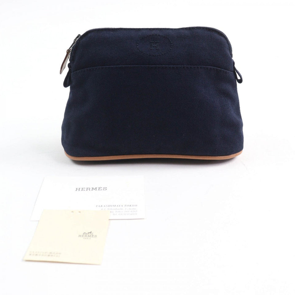 Hermes Cosmetics Pouch Main: 100% cotton Navy Bored Pouch PM Women