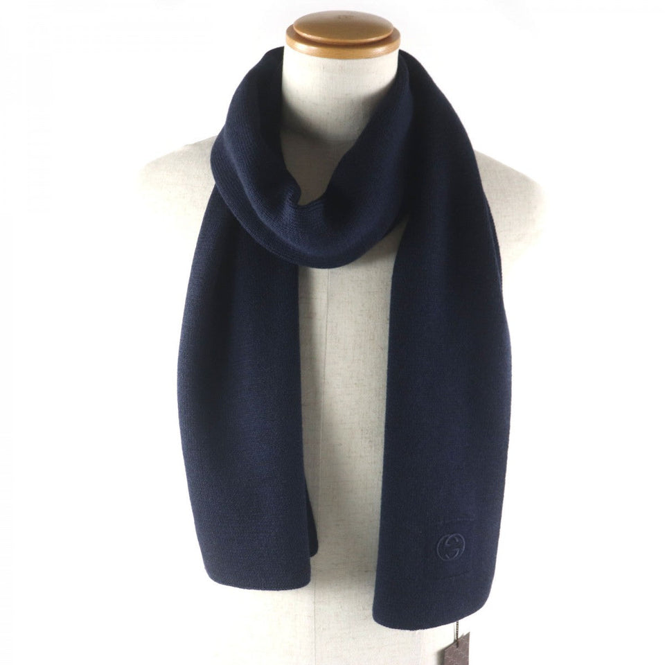 Gucci Scarf 550601 Main: 100% wool Navy Interlocking G mens