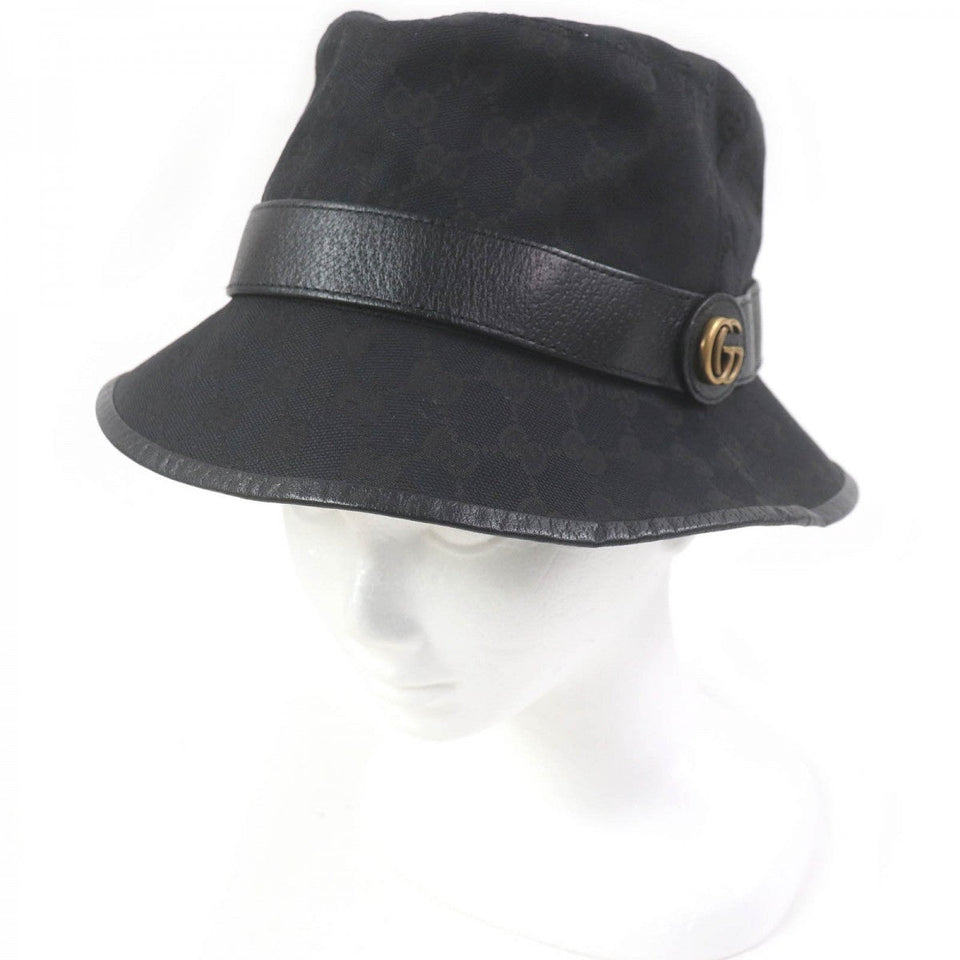 Gucci hat 576587 Main: 68% polyester, Main: 16% cotton, Main: 16% nylon, Part: cowhide black mens