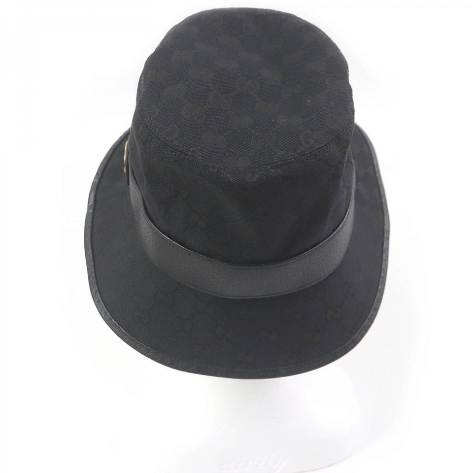 Gucci hat 576587 Main: 68% polyester, Main: 16% cotton, Main: 16% nylon, Part: cowhide black mens