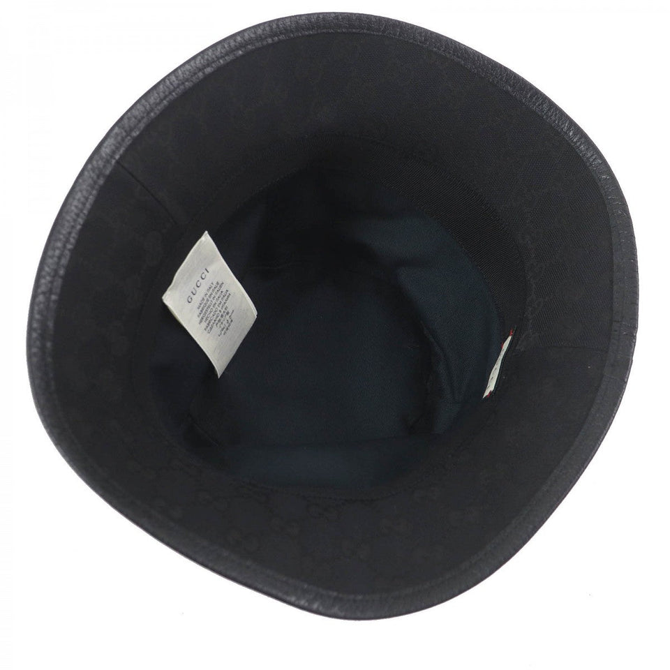 Gucci hat 576587 Main: 68% polyester, Main: 16% cotton, Main: 16% nylon, Part: cowhide black mens