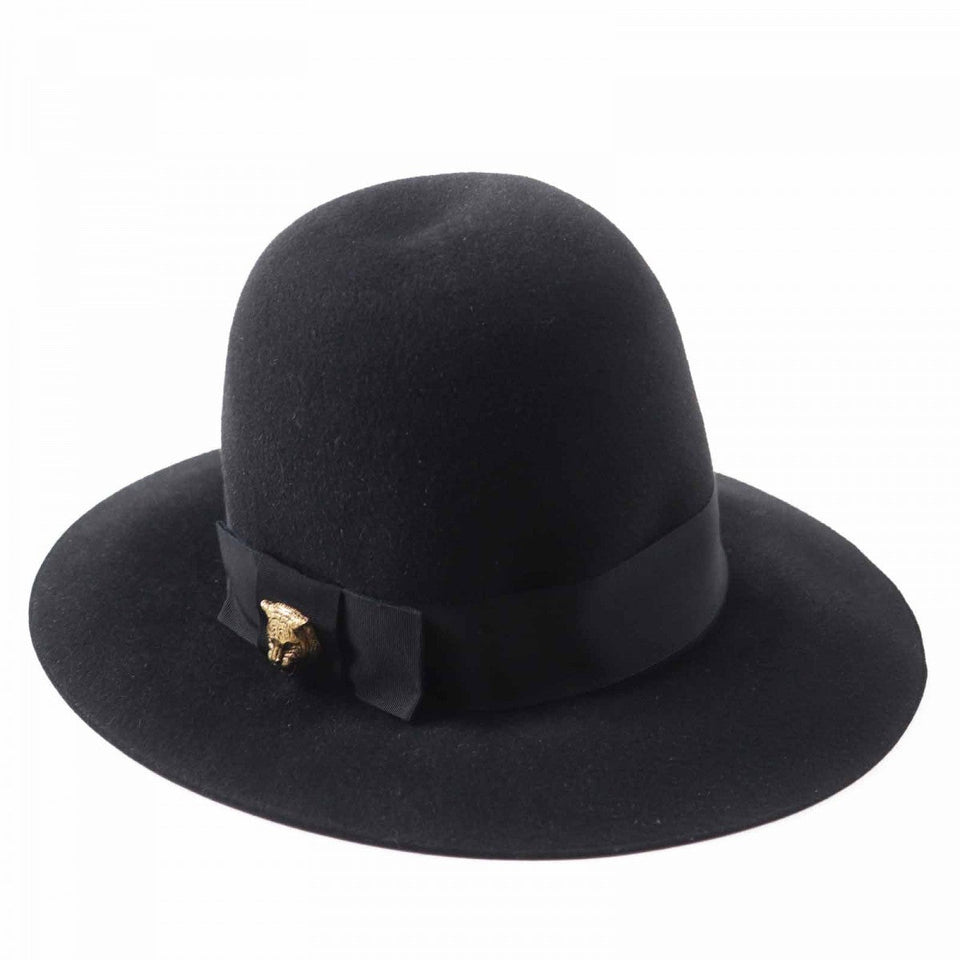 Gucci hat 444015 Main: 100% rabbit felt, part: 60% rayon, part: 40% cotton, part: 50% cotton, part: 50% rayon black Women S