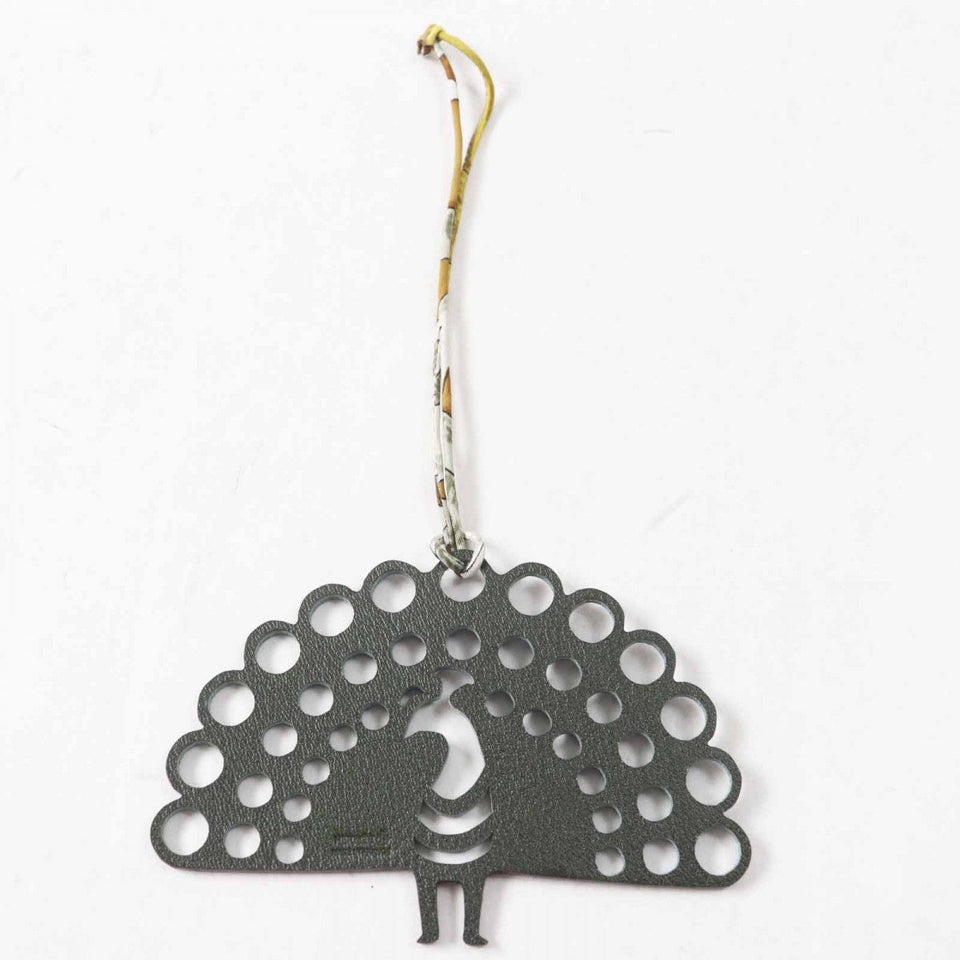 Hermes Bag charm leather Navy Petit h petit ash Peacock Women