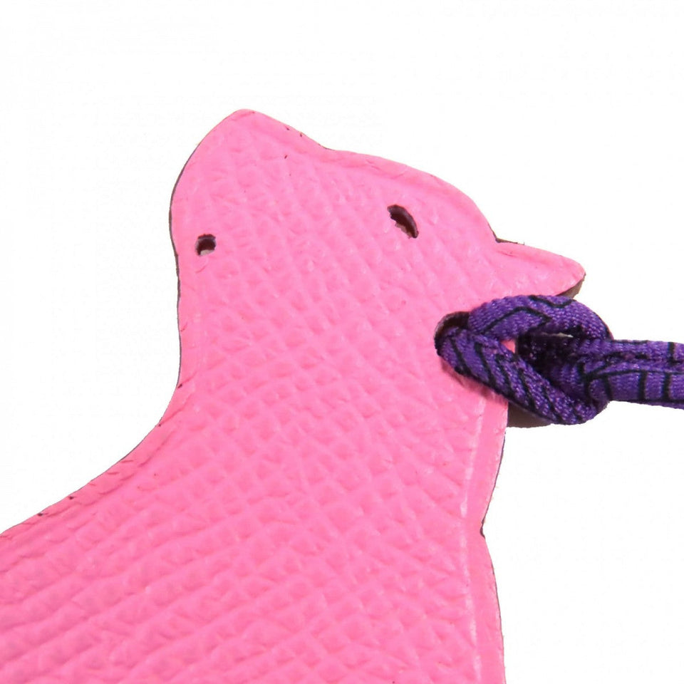 Hermes Bag charm Epsom / Togo pink Petite Ash Beaver Women