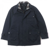Burberry LONDON Military coat Main: 65% cotton, Main: 25% polyester, Main: 10% nylon, Leather part: sheepskin, Lining: cupra, : 10% nylon Lining: cupra : polyester Navy mens M
