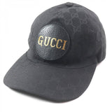 Gucci cap 576253 Main: 68% polyester, Main: 16% cotton, Main: 16% nylon, Leather part: cowhide, Lining: 100% cotton black GG canvas mens XL