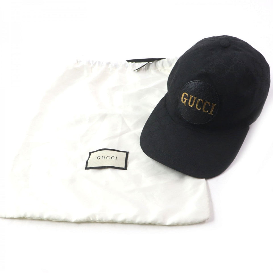 Gucci cap 576253 Main: 68% polyester, Main: 16% cotton, Main: 16% nylon, Leather part: cowhide, Lining: 100% cotton black GG canvas mens XL