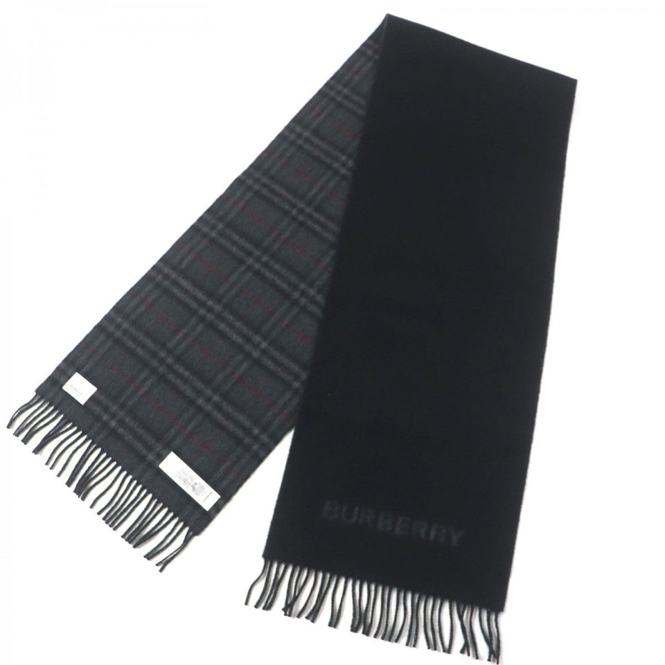 Burberry Scarf 80638691 Main: 100% cashmere Black charcoal Reversible checked cashmere scarf mens