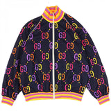 Gucci Track jacket 701623 Outer: 55% polyester, Outer: 45% cotton, Part: 91% polyester, Part: 6% nylon, Part: 3% polyurethane Navy multi-color mens M
