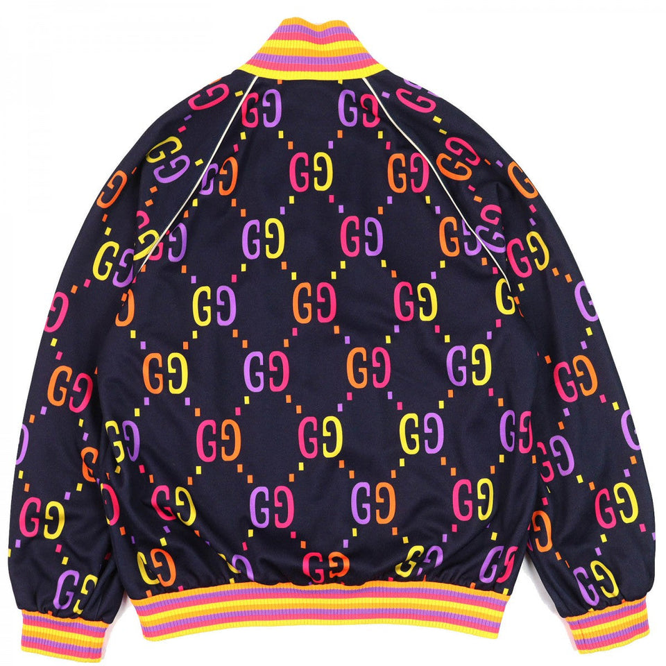 Gucci Track jacket 701623 Outer: 55% polyester, Outer: 45% cotton, Part: 91% polyester, Part: 6% nylon, Part: 3% polyurethane Navy multi-color mens M