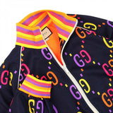 Gucci Track jacket 701623 Outer: 55% polyester, Outer: 45% cotton, Part: 91% polyester, Part: 6% nylon, Part: 3% polyurethane Navy multi-color mens M