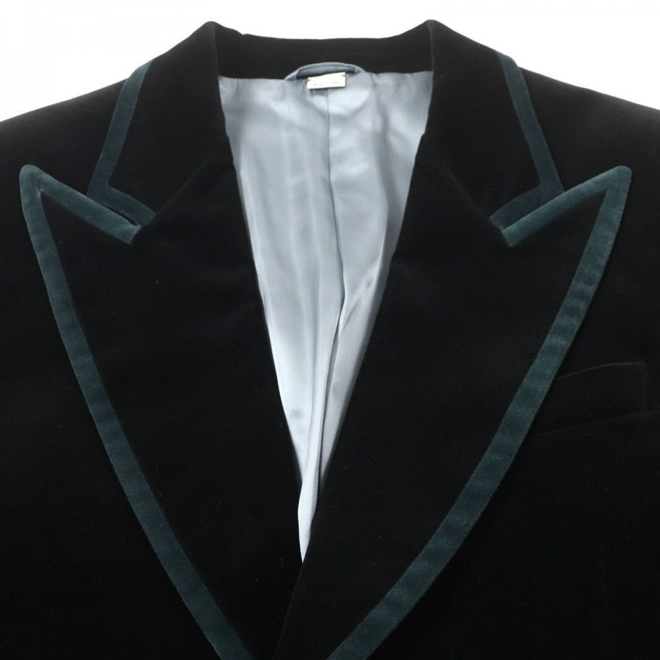 Gucci tailored jacket 549369 Outer: 72% cotton, Outer: 26% rayon, Outer: 2% polyurethane, Lining: 68% rayon, Lining: 32% silk Black type Green mens 48