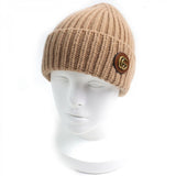 Gucci Knit cap 764594 Main: 85% wool, Main: 15% cashmere, Leather part: sheepskin Camel mens M