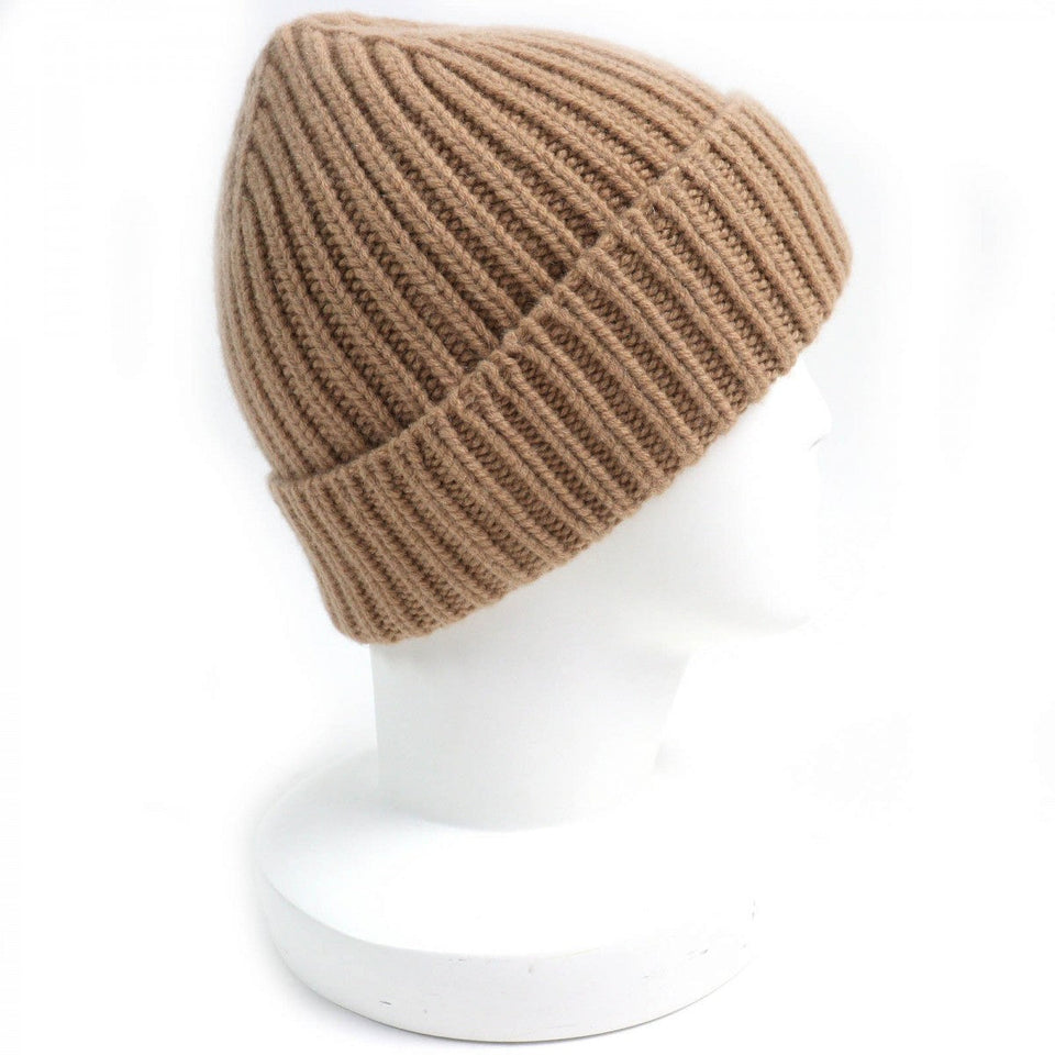 Gucci Knit cap 764594 Main: 85% wool, Main: 15% cashmere, Leather part: sheepskin Camel mens M