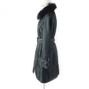 Burberry LONDON coat Outer: 100% polyester, Part: Sheepskin, Fur: Fox, Part: Cowhide, Filling: 100% polyester Dark green Women 38