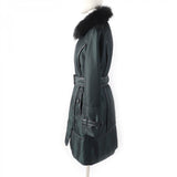 Burberry LONDON coat Outer: 100% polyester, Part: Sheepskin, Fur: Fox, Part: Cowhide, Filling: 100% polyester Dark green Women 38