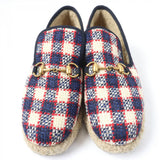 Gucci Leather shoes Tweed, Boa multicolor Check Pattern Horsebit Medium Bore Women 38 1/2