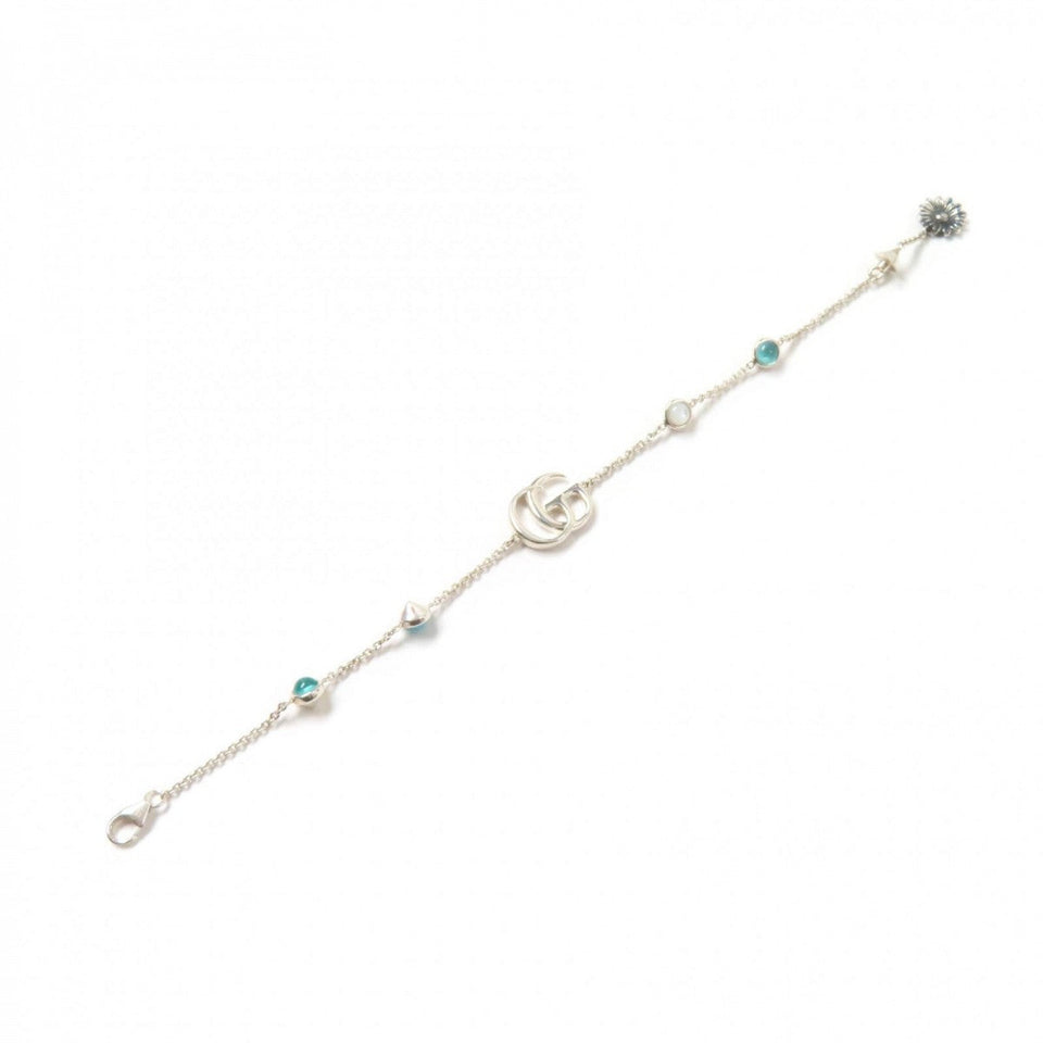Gucci bracelet 527393 Main: SV925, Part: Mother of Pearl, Part: Silver blue Double G Mother of Pearl Bracelet Women 17