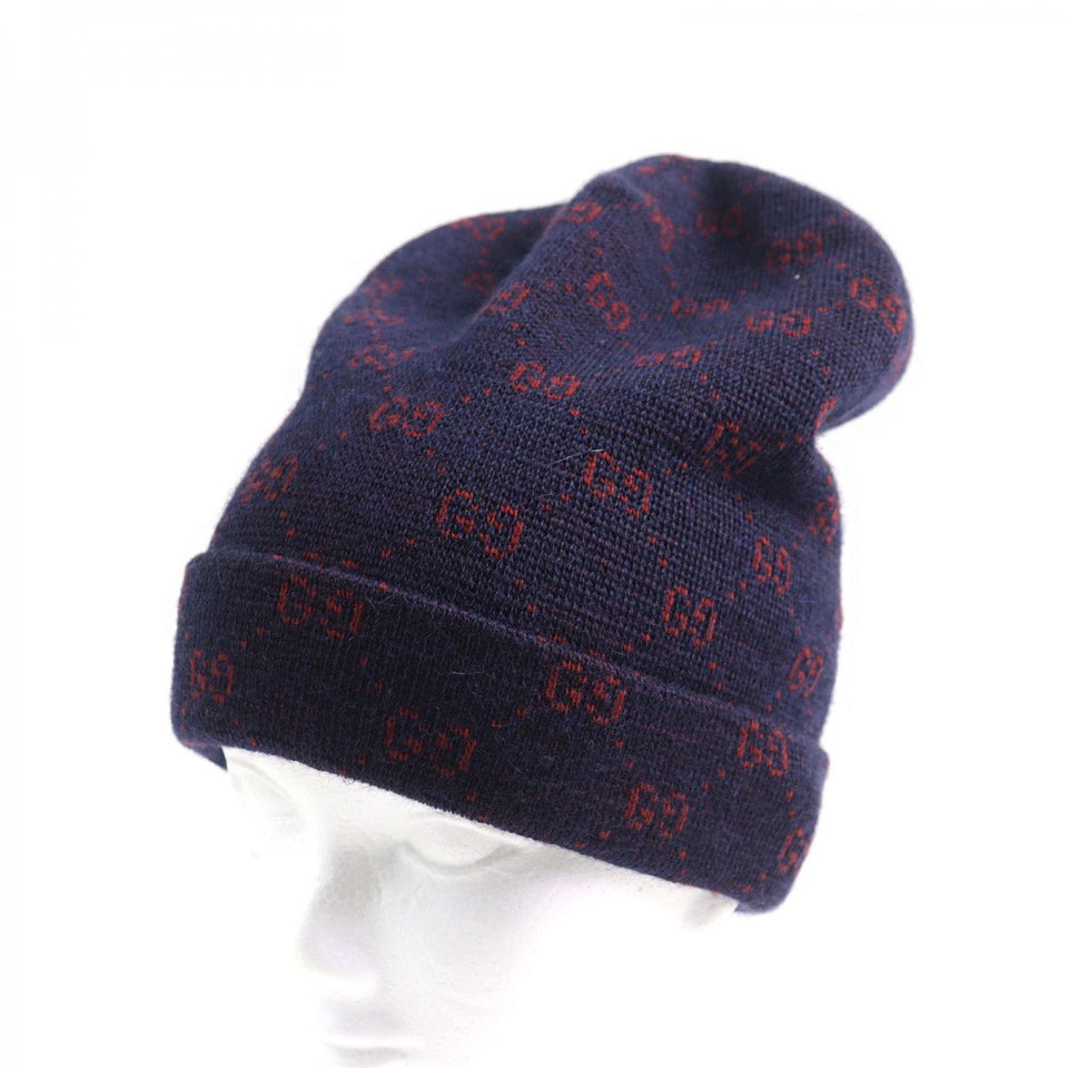 Gucci Knit cap 534812 4G295 Main: 85% alpaca, Main: 15% wool, Part: 100% polyester Navy red mens M