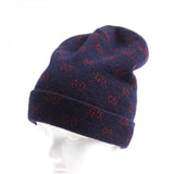 Gucci Knit cap 534812 4G295 Main: 85% alpaca, Main: 15% wool, Part: 100% polyester Navy red mens M