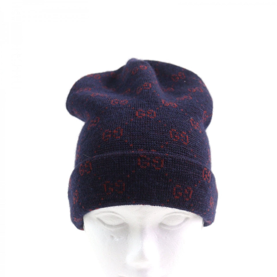 Gucci Knit cap 534812 4G295 Main: 85% alpaca, Main: 15% wool, Part: 100% polyester Navy red mens M