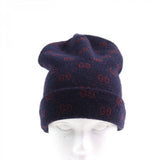 Gucci Knit cap 534812 4G295 Main: 85% alpaca, Main: 15% wool, Part: 100% polyester Navy red mens M