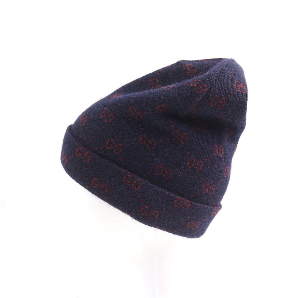 Gucci Knit cap 534812 4G295 Main: 85% alpaca, Main: 15% wool, Part: 100% polyester Navy red mens M