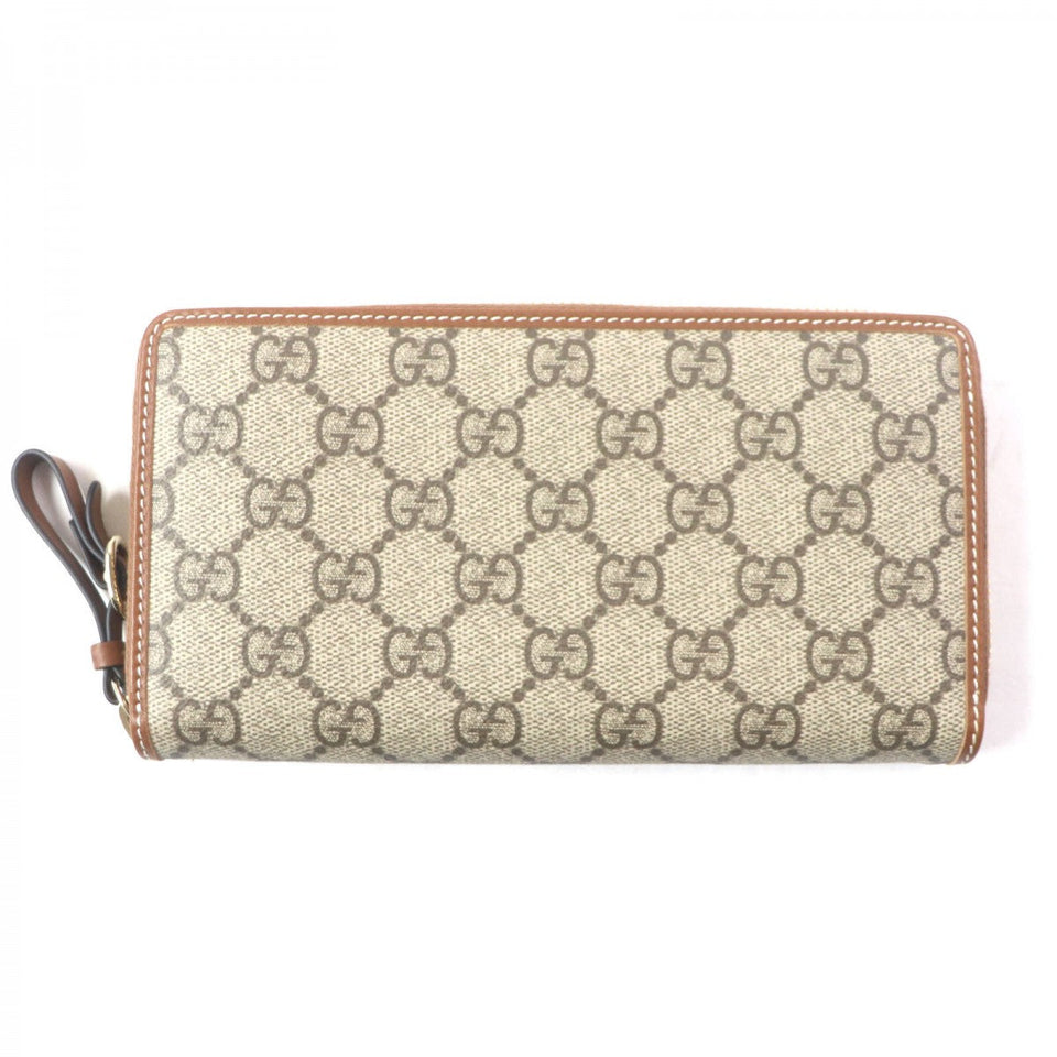 Gucci Long Wallet Purse 819122 Main: Canvas, Part: Leather Beige brown GG Emblem Zip Around Wallet mens