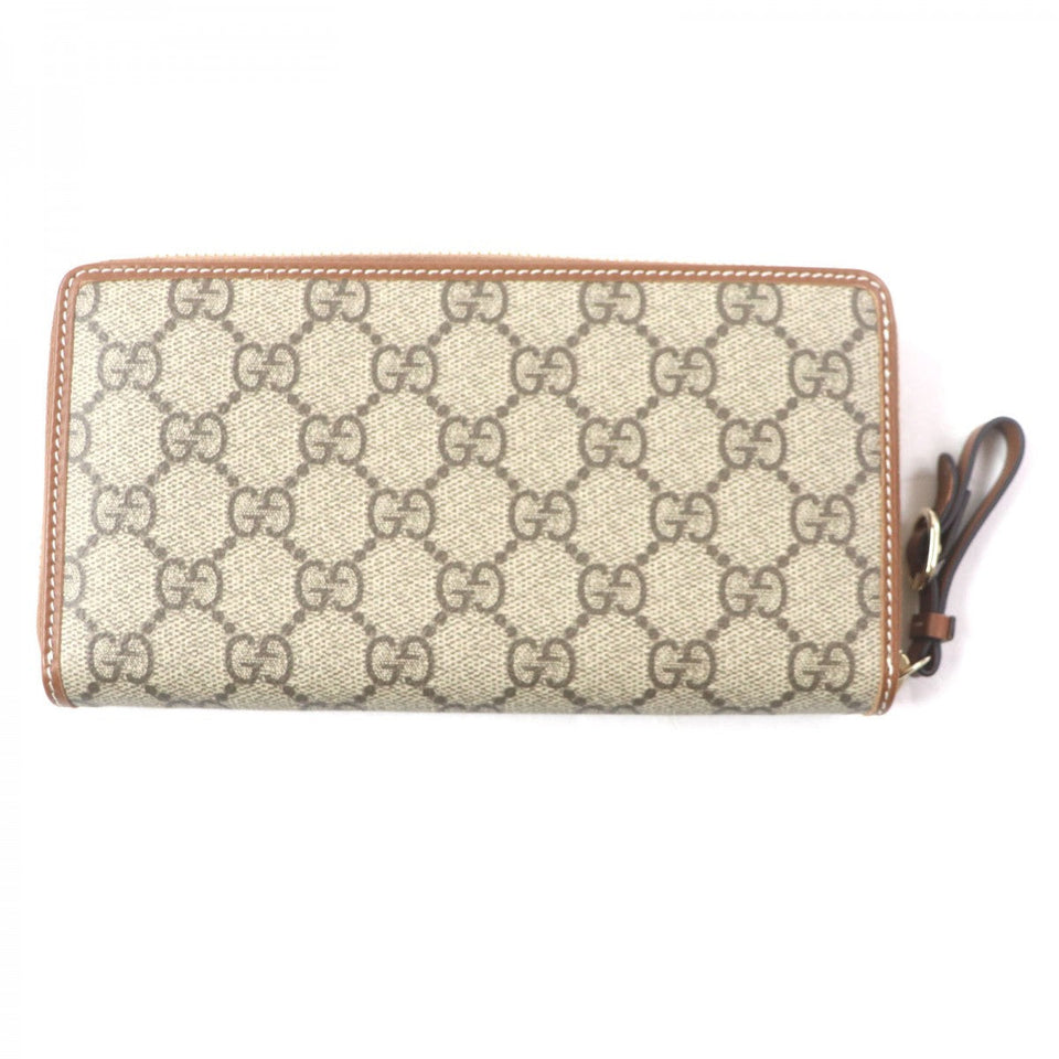 Gucci Long Wallet Purse 819122 Main: Canvas, Part: Leather Beige brown GG Emblem Zip Around Wallet mens