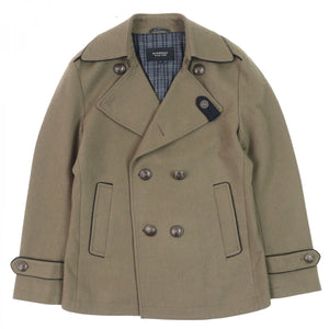 Burberry BLACK LABEL Double breasted jacket Outer: 90% wool, Outer: 10% nylon, Part: 100% acrylic, Lining: cupra, Lining: polyester Khaki type mens M