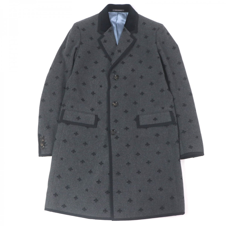 Gucci Chester coat 468117 Outer: 100% wool, Lining: 68% rayon, Lining: 32% silk, Part: 100% cotton, Sleeve lining: 100% cupra gray mens 48