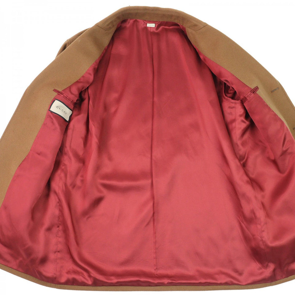 Gucci coat 728446 Outer: 100% cashmere, Lining: 100% rayon, Part: 60% polyester, Part: 30% rayon, Part: 10% silk Brown mens 46