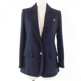 Gucci tailored jacket 610946 Main: 97% rayon, Main: 3% polyurethane, Part: 69% acetate, Part: 19% cotton, Part: 8% polyester Navy Women 36