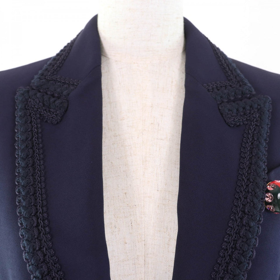 Gucci tailored jacket 610946 Main: 97% rayon, Main: 3% polyurethane, Part: 69% acetate, Part: 19% cotton, Part: 8% polyester Navy Women 36