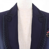 Gucci tailored jacket 610946 Main: 97% rayon, Main: 3% polyurethane, Part: 69% acetate, Part: 19% cotton, Part: 8% polyester Navy Women 36