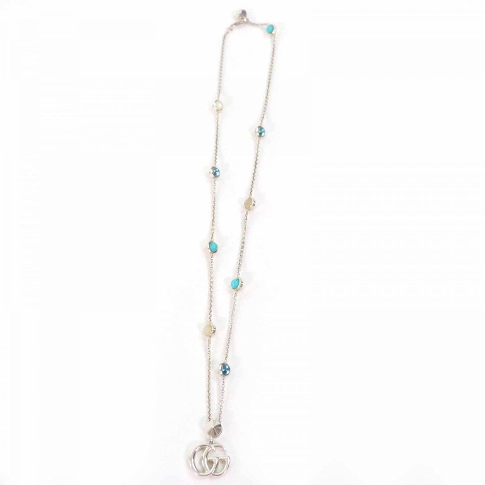 Gucci Necklace 527399 Main: AG925, Part: Colored stones Silver light blue Double G Mother of Pearl Necklace Women