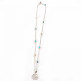 Gucci Necklace 527399 Main: AG925, Part: Colored stones Silver light blue Double G Mother of Pearl Necklace Women